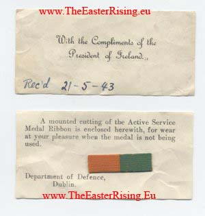 1916 Easter Rising Medal Compliments Slip
