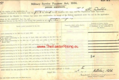 1934 Irish Service Certificate